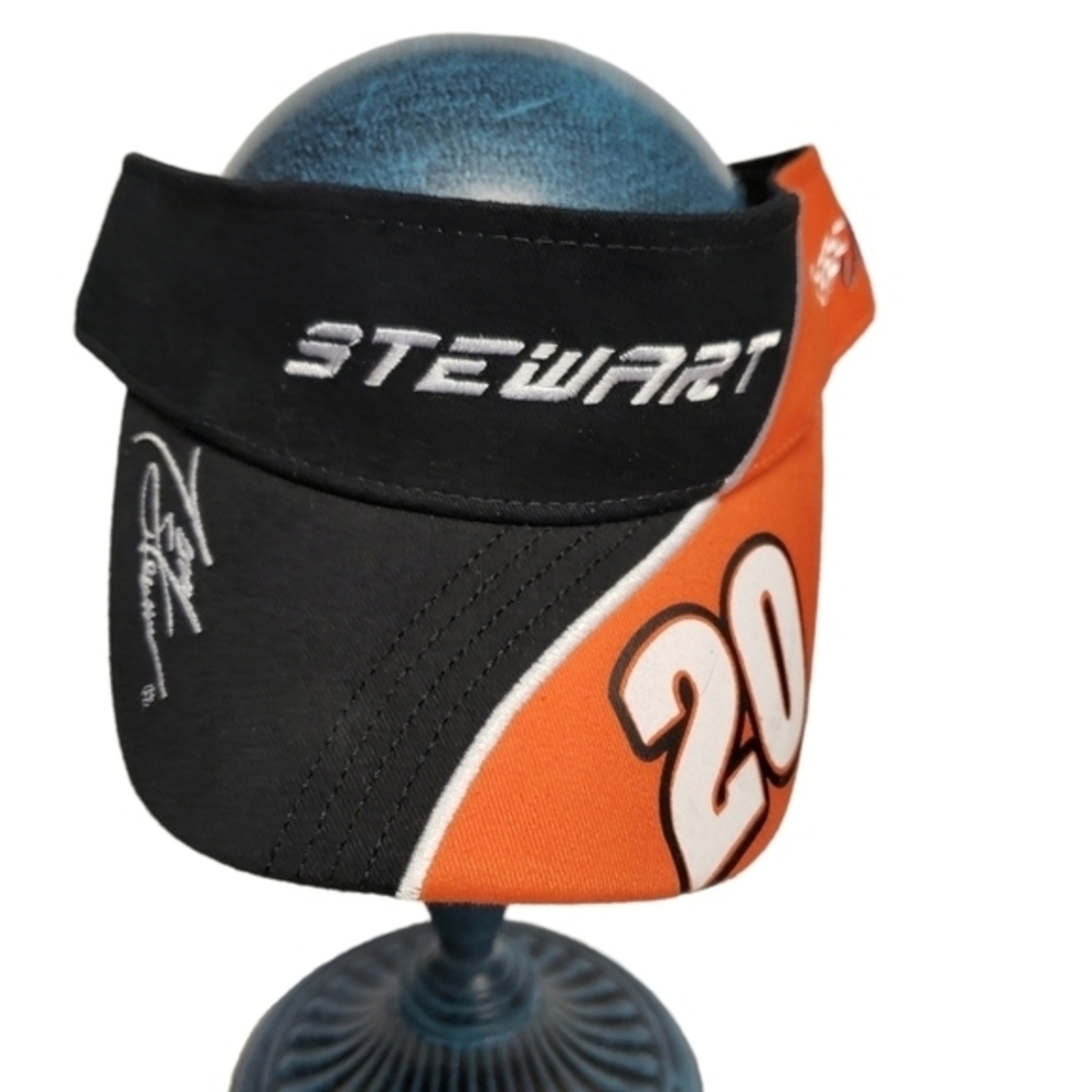 Nascar Racing Visor Stewart #20 Black Orange New‎ Adjustable